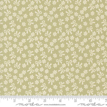 Image of Handmade Sweetness Bows Pear quilting cotton fabric by My Sew Quilty Life for Moda Fabrics. Features flowers on a green background. Cute Little Fabric Shop.
