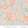 Image of Handmade Sweetness Vintage Blooms Sky quilting cotton fabric by My Sew Quilty Life for Moda Fabrics. Features flowers on a blue background. Cute Little Fabric Shop.