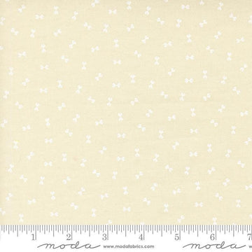 Image of Handmade Sweetness Confetti Porcelain White quilting cotton fabric by My Sew Quilty Life for Moda Fabrics. Features bows on a cream background. Cute Little Fabric Shop.