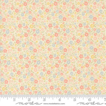 Image of Handmade Sweetness Bitty Blossoms Porcelain quilting cotton fabric by My Sew Quilty Life for Moda Fabrics. Features flowers on a cream background. Cute Little Fabric Shop.