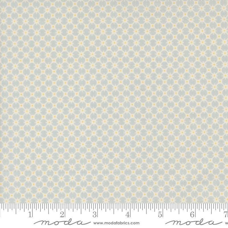 Image of Handmade Sweetness Penny Sky quilting cotton fabric by My Sew Quilty Life for Moda Fabrics. Features a geometric pattern on a blue background. Cute Little Fabric Shop.