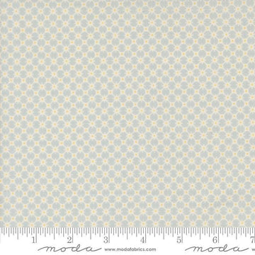Image of Handmade Sweetness Penny Sky quilting cotton fabric by My Sew Quilty Life for Moda Fabrics. Features a geometric pattern on a blue background. Cute Little Fabric Shop.