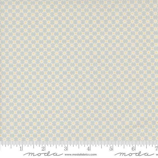 Image of Handmade Sweetness Penny Sky quilting cotton fabric by My Sew Quilty Life for Moda Fabrics. Features a geometric pattern on a blue background. Cute Little Fabric Shop.