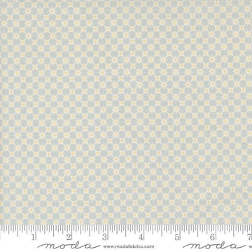 Image of Handmade Sweetness Penny Sky quilting cotton fabric by My Sew Quilty Life for Moda Fabrics. Features a geometric pattern on a blue background. Cute Little Fabric Shop.