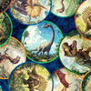 MINKY Savage Kingdom Dinosaur Medallions Navy Blue Dino Fabric 60" Wide - 31735 - QT Fabrics 100% Polyester Fabric