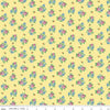Image of Traditional 30's Scattered Floral Yellow quilting cotton fabric by Lindsay Wilkes for Riley Blake Designs. Features flowers on a yellow background. Cute Little Fabric Shop.