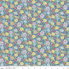 Image of Traditional 30's Floral Blue quilting cotton fabric by Lindsay Wilkes for Riley Blake Designs. Features flowers on a blue background. Cute Little Fabric Shop.
