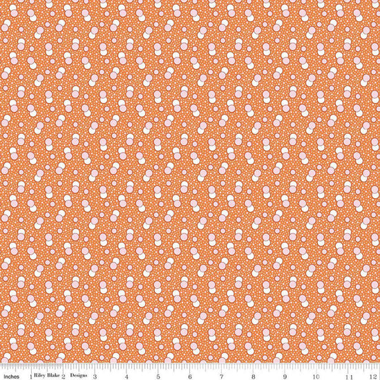 Image of Traditional 30's Dots Orange quilting cotton fabric by Lindsay Wilkes for Riley Blake Designs. Features polka dots on an orange background. Cute Little Fabric Shop.