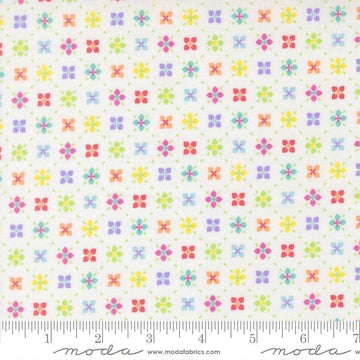 Image of Joysome Sweetly Stitched Cloud quilting cotton fabric by Corey Yoder for Moda Fabrics. Features a geometric pattern on a white background. Cute Little Fabric Shop.