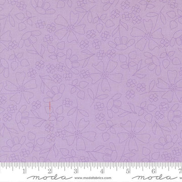 Image of Joysome Sunshine Sketch Wisteria quilting cotton fabric by Corey Yoder for Moda Fabrics. Features flowers on a purple background. Cute Little Fabric Shop.