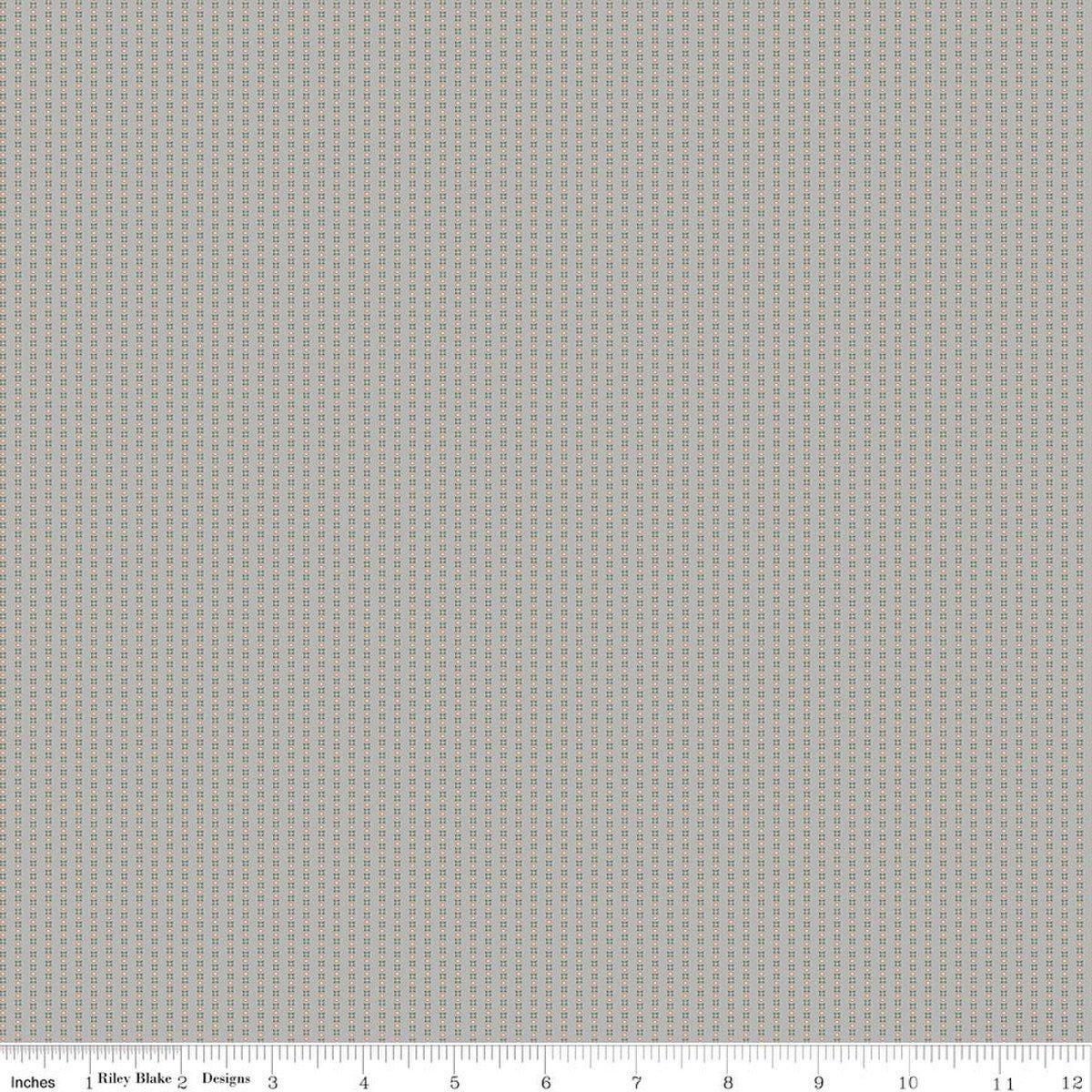 Image of Where the Wild Flowers Area Stripes Gray quilting cotton fabric by Judi Madsen for Riley Blake Designs. Features stripes on a gray background. Cute Little Fabric Shop.
