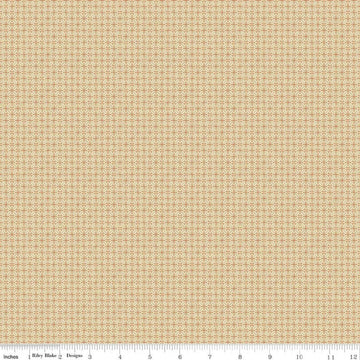 Image of Where the Wild Flowers Area Buttons Vanilla quilting cotton fabric by Judi Madsen for Riley Blake Designs. Features polka dots on a beige background. Cute Little Fabric Shop.