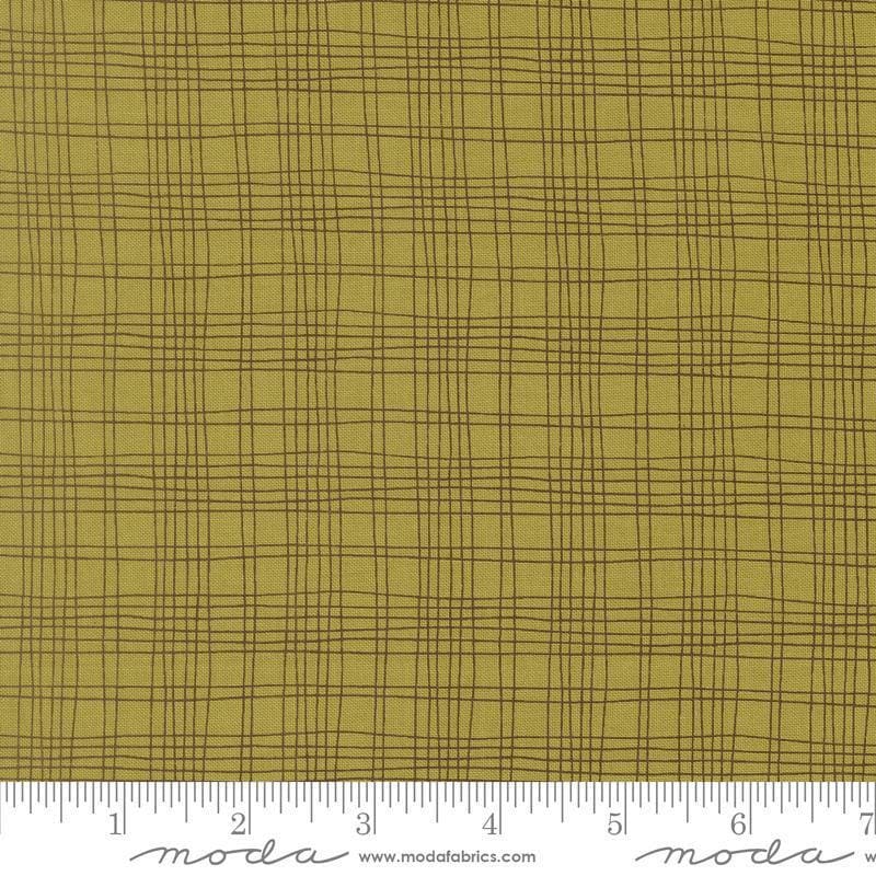 Image of Bug Collector Plaid Leaf quilting cotton fabric by Sweetwater for Moda Fabrics. Features plaid on a green background. Cute Little Fabric Shop.