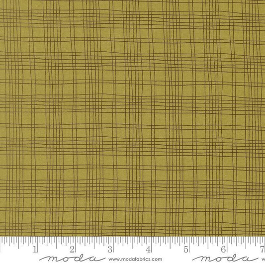 Image of Bug Collector Plaid Leaf quilting cotton fabric by Sweetwater for Moda Fabrics. Features plaid on a green background. Cute Little Fabric Shop.
