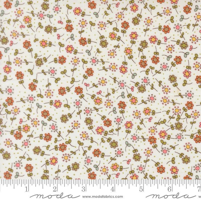 Image of Bug Collector Meadow Cloud quilting cotton fabric by Sweetwater for Moda Fabrics. Features flowers on a white background. Cute Little Fabric Shop.