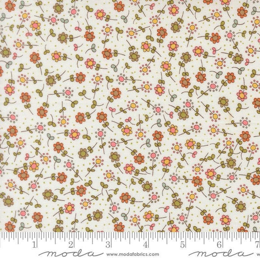 Image of Bug Collector Meadow Cloud quilting cotton fabric by Sweetwater for Moda Fabrics. Features flowers on a white background. Cute Little Fabric Shop.
