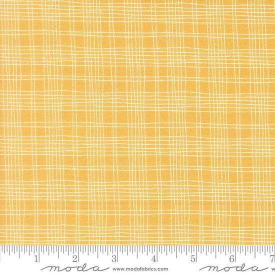 Image of Bug Collector Plaid Sunshine quilting cotton fabric by Sweetwater for Moda Fabrics. Features plaid on a yellow background. Cute Little Fabric Shop.