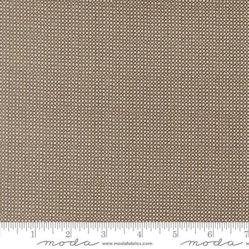 Image of Bug Collector Bug Net Dirt quilting cotton fabric by Sweetwater for Moda Fabrics. Features circles on a brown background. Cute Little Fabric Shop.