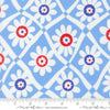 Image of On The Porch Happy Daze Blue Sky quilting cotton fabric by My and My Sister Designs for Moda Fabrics. Features flowers on a blue background. Cute Little Fabric Shop.