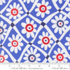Image of On The Porch Happy Daze Bountiful Blue quilting cotton fabric by My and My Sister Designs for Moda Fabrics. Features flowers on a blue background. Cute Little Fabric Shop.