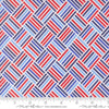 Image of On The Porch Picnic Checks Cloud quilting cotton fabric by My and My Sister Designs for Moda Fabrics. Features lines on a blue background. Cute Little Fabric Shop.