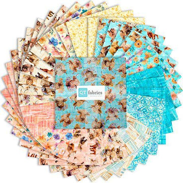 Udderly Adorable 10" Stacker Floral Fabric - 10SQ UDAD 6PKU - 42-Piece Precut - QT Fabrics Quilting Cotton Fabric