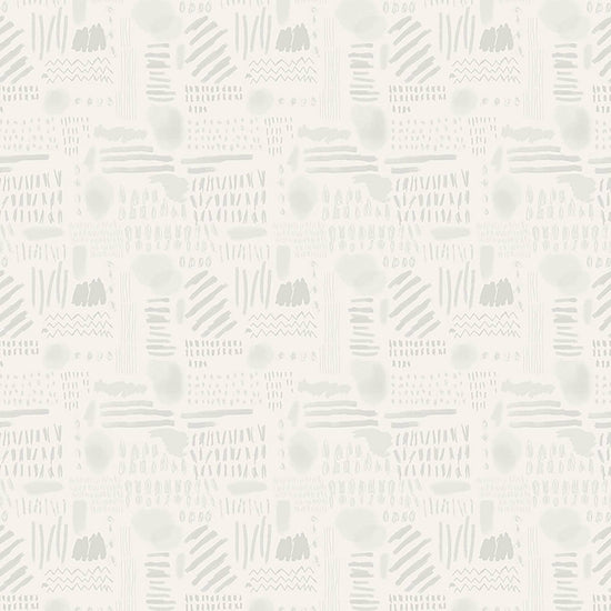 Image of Drawn to Create Doodles Light Gray quilting cotton fabric by Eulalia Mejia for QT Fabrics. Features scribbles on a white background. Cute Little Fabric Shop.