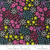 Image of Makers Delight Doodles Super Black by Chrissy Lux for Moda Fabrics. Features hearts and flowers on a black background. Cute Little Fabric Shop.