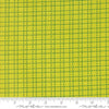 Image of Makers Delight Crosshatch Acid Green by Chrissy Lux for Moda Fabrics. Features a grid on a green background. Cute Little Fabric Shop.