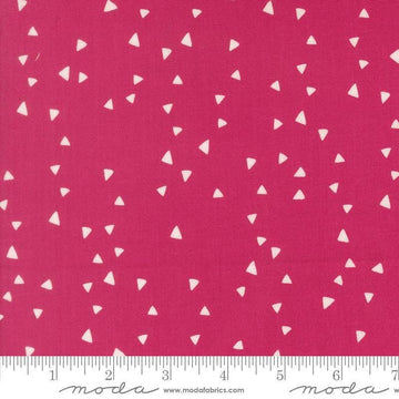 Image of Makers Delight Trimmings Shocking Pink by Chrissy Lux for Moda Fabrics. Features triangles on a pink background. Cute Little Fabric Shop.