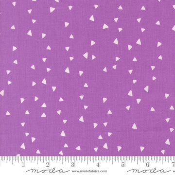 Image of Makers Delight Trimmings Sugar Plum by Chrissy Lux for Moda Fabrics. Features triangles on a purple background. Cute Little Fabric Shop.