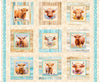 Udderly Adorable Highland Cow Picture Patches Panel Multi Beige Blue - 32158 - QT Fabrics Quilting Cotton Fabric