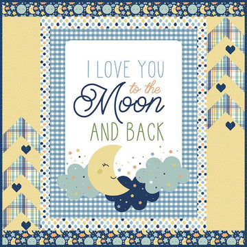 SALE Love You to the Moon Blue Panel Quilt Kit Starry Fabric - KT-18270 - Riley Blake Quilting Cotton Fabric