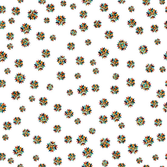 Image of Flight of the Hummingbird Star Clusters White quilting cotton fabric by Morris Creative Group for QT Fabrics. Features stars on a white background. Cute Little Fabric Shop.