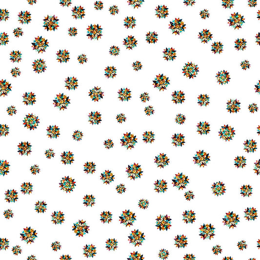 Image of Flight of the Hummingbird Star Clusters White quilting cotton fabric by Morris Creative Group for QT Fabrics. Features stars on a white background. Cute Little Fabric Shop.