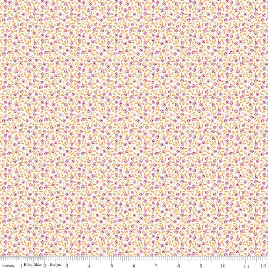 Image of Traditional 30's Flowers Pink quilting cotton fabric by Lindsay Wilkes for Riley Blake Designs. Features flowers on a pink background. Cute Little Fabric Shop.