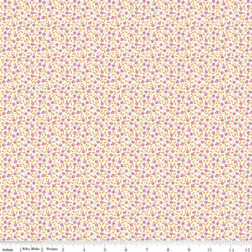 Image of Traditional 30's Flowers Pink quilting cotton fabric by Lindsay Wilkes for Riley Blake Designs. Features flowers on a pink background. Cute Little Fabric Shop.