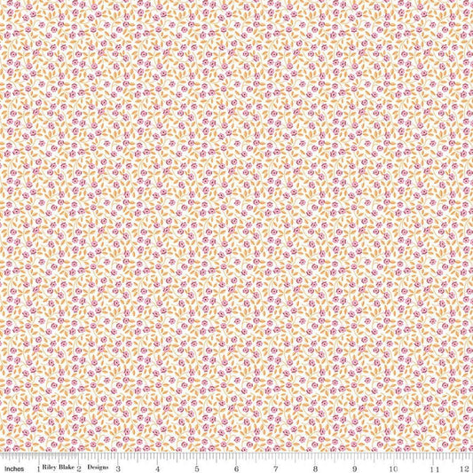 Image of Traditional 30's Flowers Pink quilting cotton fabric by Lindsay Wilkes for Riley Blake Designs. Features flowers on a pink background. Cute Little Fabric Shop.
