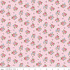 Image of Traditional 30's Scattered Floral Pink quilting cotton fabric by Lindsay Wilkes for Riley Blake Designs. Features flowers on a pink background. Cute Little Fabric Shop.