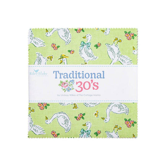 SALE Traditional 30's 5" Stacker Bundle Floral Fabric - 5-18240-42 - 42-piece Precut - Riley Blake Quilting Cotton Fabric