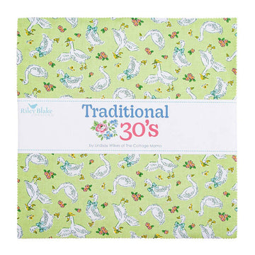 SALE Traditional 30's 10" Stacker Bundle Floral Fabric - 10-18240-42 - 42-piece Precut - Riley Blake Quilting Cotton Fabric