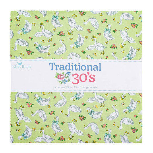 SALE Traditional 30's 10" Stacker Bundle Floral Fabric - 10-18240-42 - 42-piece Precut - Riley Blake Quilting Cotton Fabric