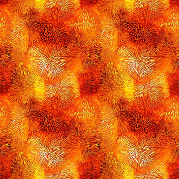 Image of Dreamweaver Color Burst Burnt Orange quilting cotton fabric by Morris Creative Group for QT Fabrics. Features an abstract pattern on an orange background. Cute Little Fabric Shop.