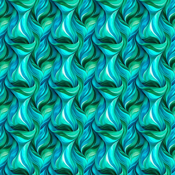 Image of Dreamweaver Flames Jade quilting cotton fabric by Morris Creative Group for QT Fabrics. Features an abstract pattern on a blue green background. Cute Little Fabric Shop.