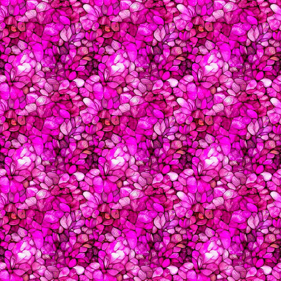 Image of Dreamweaver Petals Fuchsia quilting cotton fabric by Morris Creative Group for QT Fabrics. Features an abstract pattern on a pink background. Cute Little Fabric Shop.