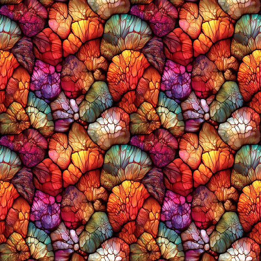 Image of Dreamweaver Color Hues Multi quilting cotton fabric by Morris Creative Group for QT Fabrics. Features an abstract pattern on a rainbow background. Cute Little Fabric Shop.