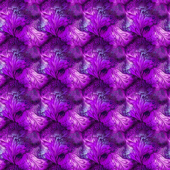Image of Dreamweaver Foliage Purple quilting cotton fabric by Morris Creative Group for QT Fabrics. Features an abstract pattern on a purple background. Cute Little Fabric Shop.