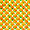 Image of QT Foodies Diagonal Plaid Orange quilting cotton fabric by Morris Creative Group for QT Fabrics. Features a geometric pattern on a yellow, orange, and green background. Cute Little Fabric Shop.