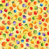 Image of QT Foodies Mixed Fruit Yellow quilting cotton fabric by Morris Creative Group for QT Fabrics. Features fruit on a yellow background. Cute Little Fabric Shop.