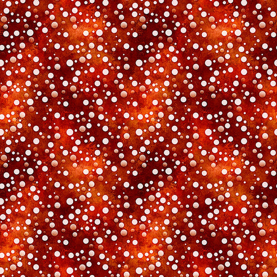 Image of QT Foodies Confetti Dots Cayenne quilting cotton fabric by Morris Creative Group for QT Fabrics. Features polka dots on a red background. Cute Little Fabric Shop.